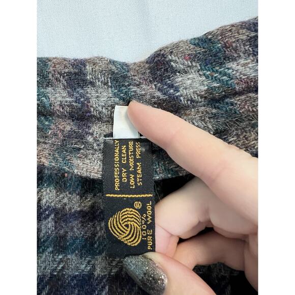 Vintage 100% Wool Plaid Checkered Knee Length Pencil Skirt Women’s Size 10 - Picture 3 of 6